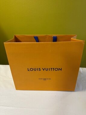 Louis Vuitton Orange Paper Bag with Blue Handles